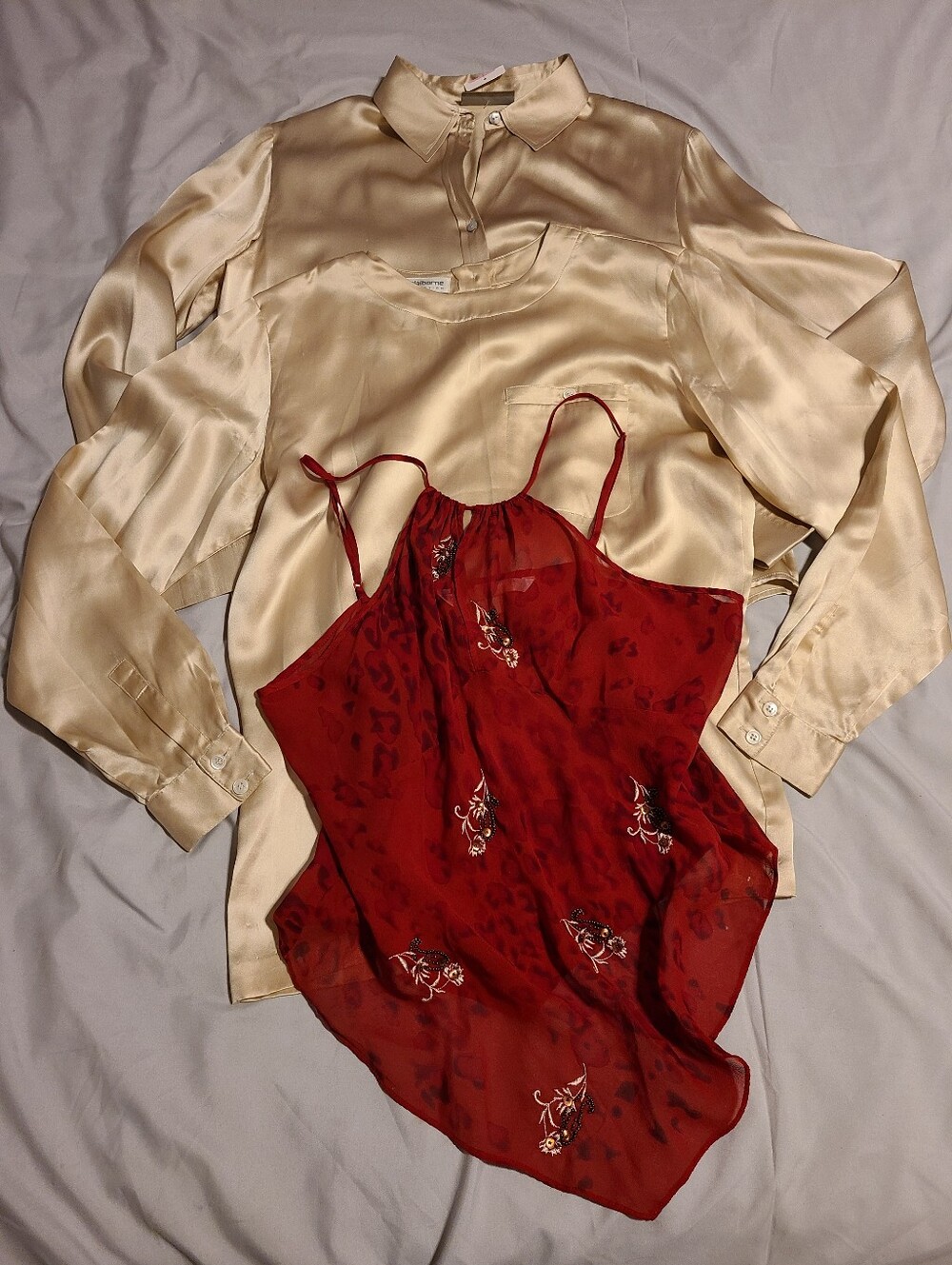 Lot Of 3 Vintage 100% Silk *Flawed* Blouses Cutter Lot